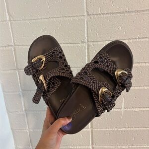 NWT Joie brown woven genuine leather sandals